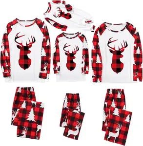 Cozy Plus Size Family Matching Christmas Pajamas - Long Sleeve Red Holiday Sleepwear Sets