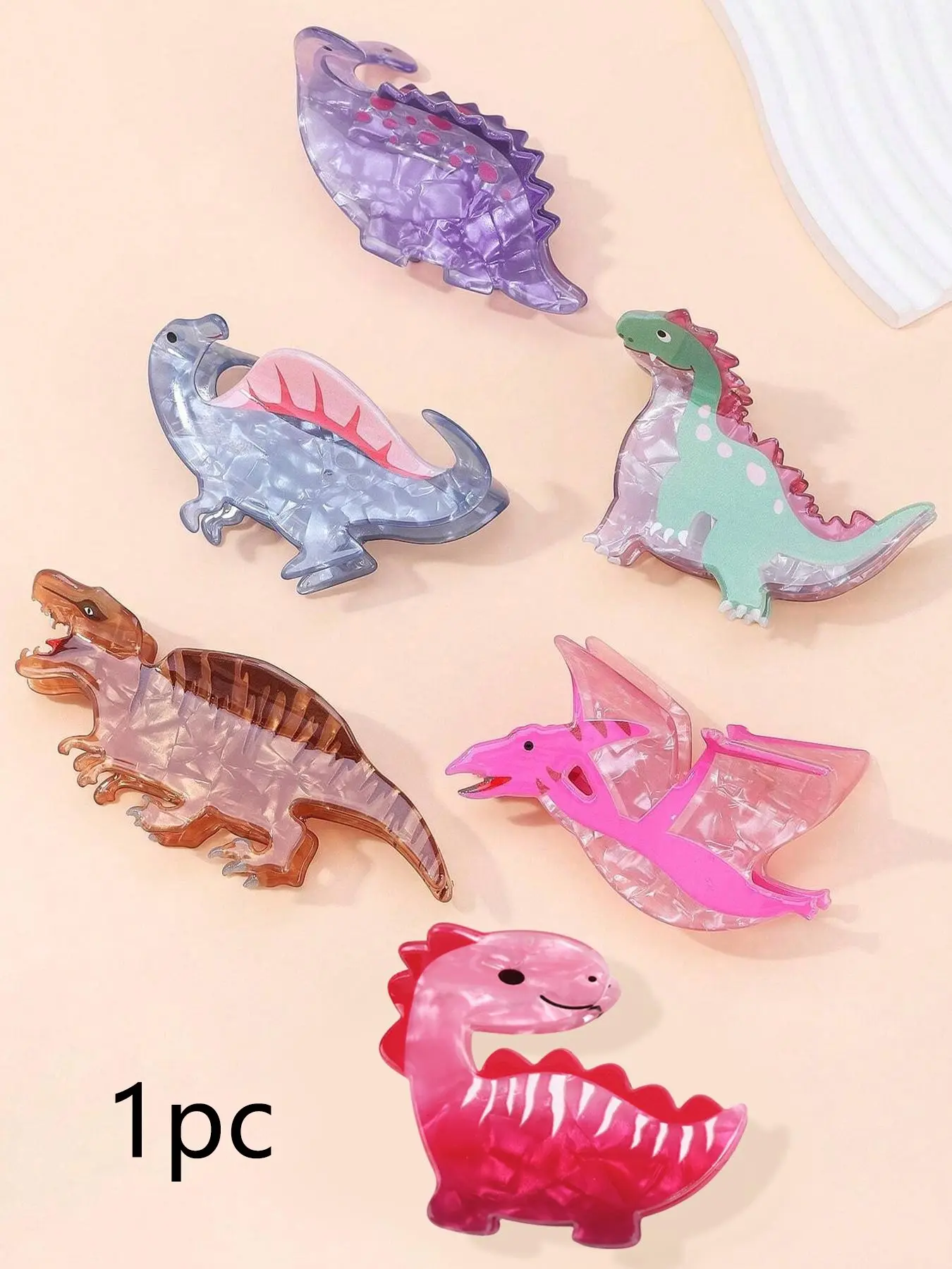 Cute Dinosaur Design Hair Claws, Super Cute Clips, 1 Count Colorful Hair Accessories for Women & Girls, Minimalist Headwear Suitable for Thick Hair, Fun Claw Clips