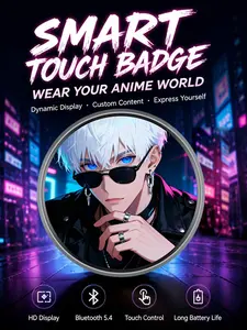 Fashionable Multi-Functional Dynamic Display Lapel Pin, High Resolution Screen, Touch Control, Bluetooth-compatible 5.4, Long Battery Life, Ideal for Anime Lovers, Creative Workers