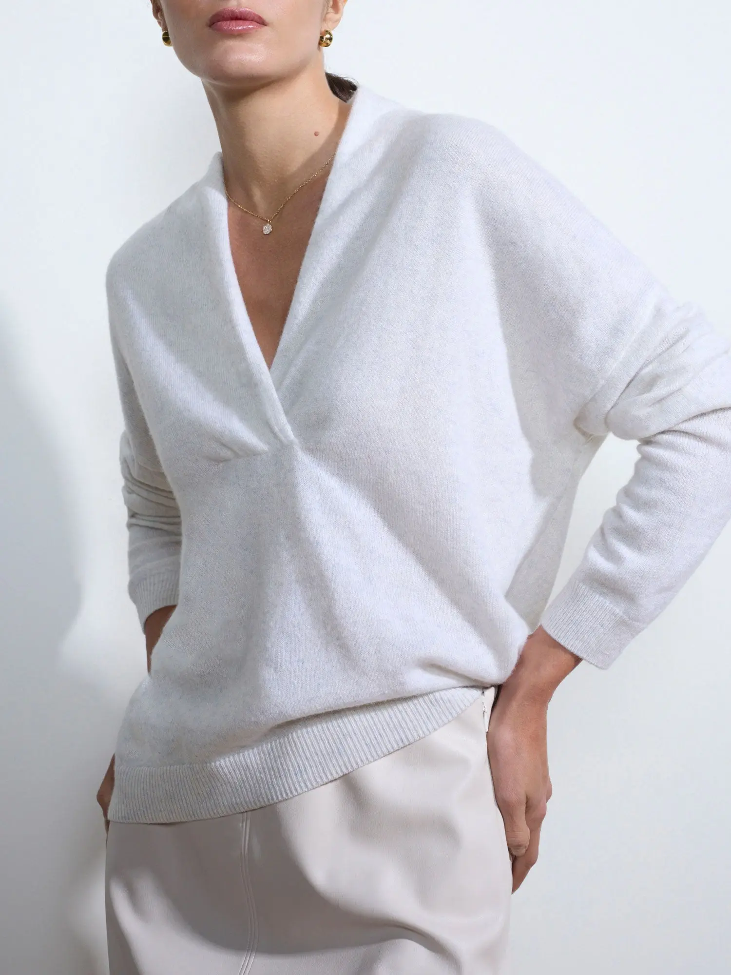 The Siena Wrap Neck Cashmere Pullover