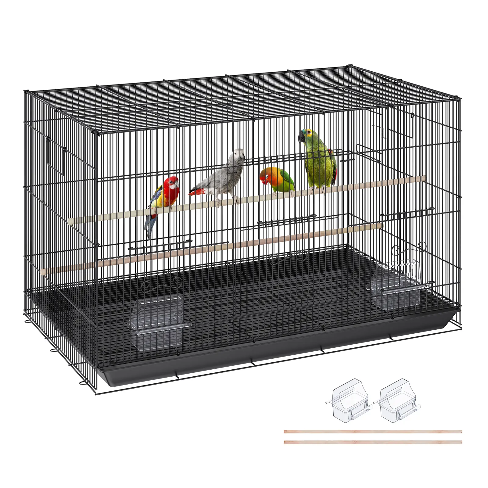 VEVOR 30 inch Bird Cage, TikTokShopBlackFriday, Metal Large Parakeet Cages for Cockatiels Small Parrot Budgies Lovebirds Canaries, Pet Bird Cage with Rolling Stand and Tray