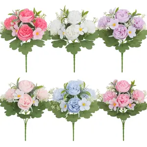 6 Bundles Artificial Peonies Flowers Fake Silk Peony Bouquet Faux Peonies Flowers Bulk for Decoration Vase Floral Arrangements Wedding Party Table, Artificial Flowers, Lifelike Artificial Flower, Mother's Day Gift, Home Decorations, Garden Decorations