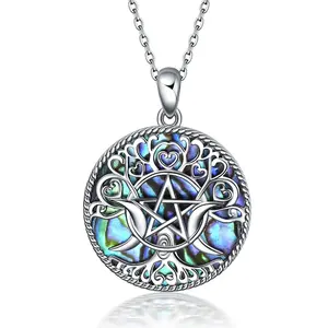 Triple Moon Goddess Necklace 925 Sterling Silver Pentagram Witches Knot Pendants Hecate Amulet Tree of Life Jewelry Gift for Women TikTokShopBlackFriday