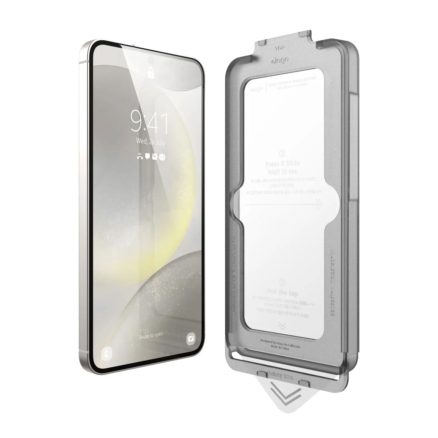 elago Tempered Glass Screen Protector for Galaxy S24, Crystal-Clear Shield for Handheld Smartphone, Cellphone Devices, Accessories