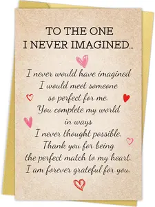 Valentine's Day Gift 2026 Romantic Valentine's Day Card, Valentines Cards for Wife Husband, Anniversary Card for Boyfriend Girlfriend - To The One I Never Imagined