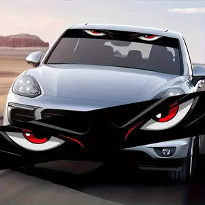 1PC Eye-catching Car Windscreen Sticker, Anime-style Red and Black Design, Scratch-resistant Vinyl Decal, Suitable for All Car Models, Car, Truck and SUV Modification and Decoration