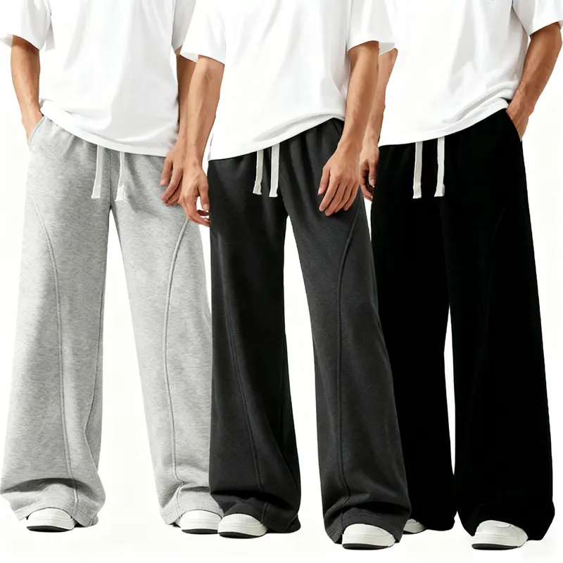 Men's Basic Cotton Mid Waist Plain Fleece Thermal Lined Drawstring Sweatpants - Casual Fashion Trousers, Loose Relaxed Comfy All Seasons Bottoms for Fall & Winter Daily Wear, Students