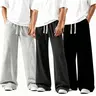 Men's Basic Cotton Mid Waist Plain Fleece Thermal Lined Drawstring Sweatpants - Casual Fashion Trousers, Loose Relaxed Comfy All Seasons Bottoms for Fall & Winter Daily Wear, Students