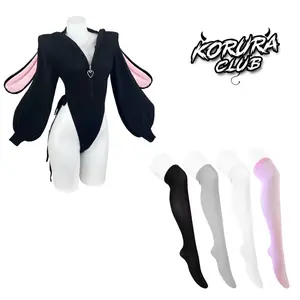 KORURACLUB Bunny Suit + 4-Piece Thigh-High Stockings Anime Cosplay Set Cute Knitted Suit Fuzzy Rabbit Ears For Rabbit Ears Size Lingerie Women's Plus Costume Bodysuit Clothes Colorful MatcSize Lingerie for Valentine's Day 2026 Hottest Picks