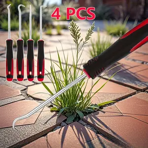 4pcs Weed Puller Tool, Manual Weeding Tool with Non-Slip Grip, floor nail removal hooks for garden cracks and paving joints - metalIdeal for door and window seal replacement