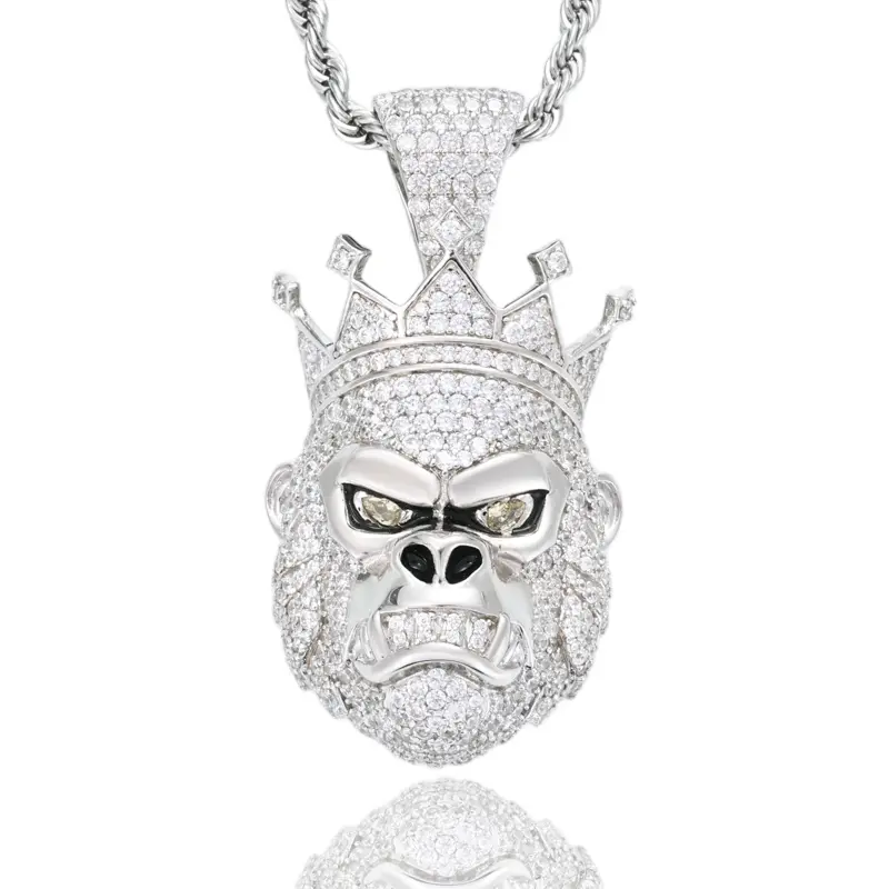 UCCIYO King Kong Charm Pendant P789 UCCIYO S925 Sterling Silver Synthetic Moissanite Pendant Necklace for Women Men Hip Hop Jewelry Gift【#P789】