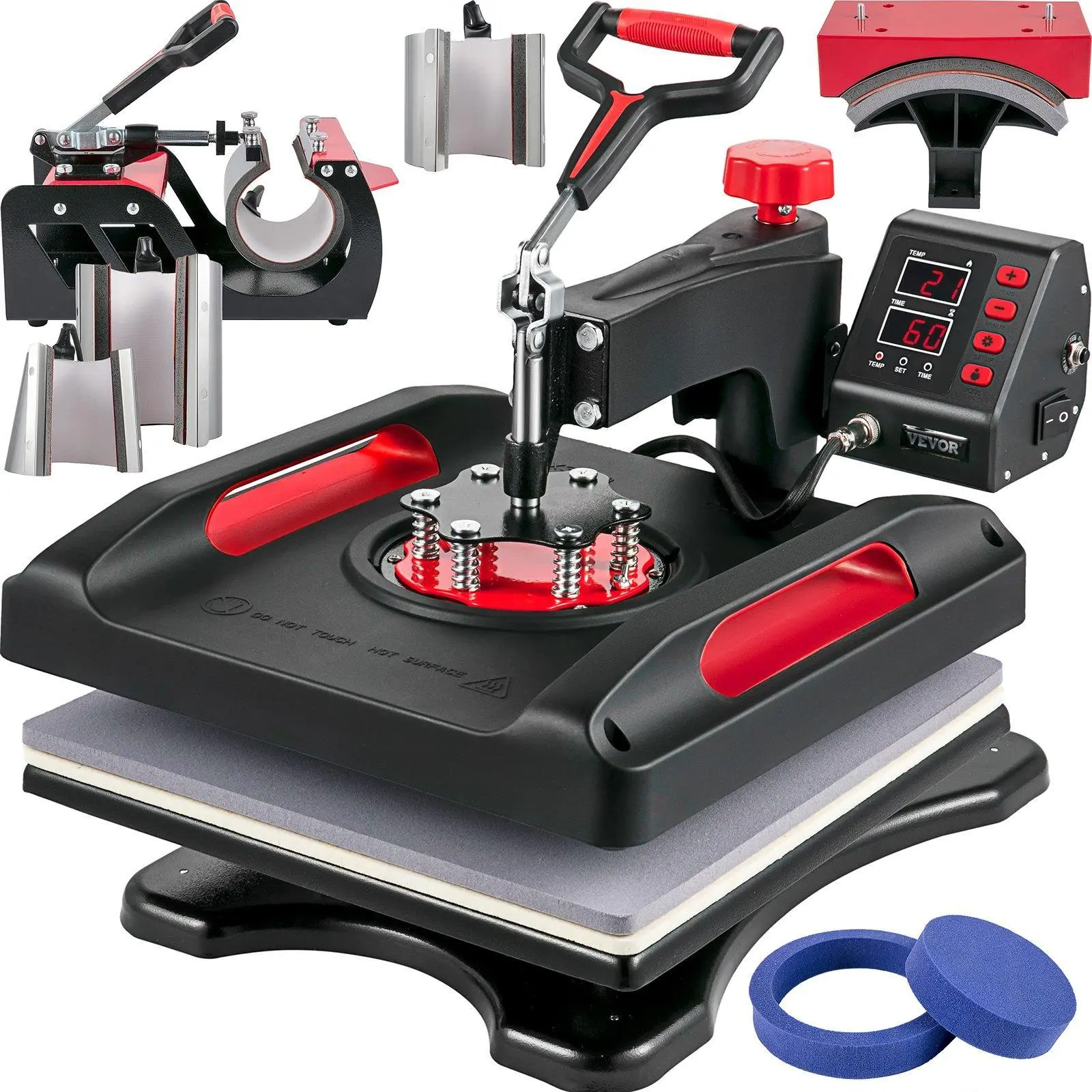 【Summerfinds】VEVOR Upgrade Heat Press Machine ETL Safety Certification 15 x 15 in 8-in-1 Heat Press Power-Saving Sublimation Machine 360°Rotation Heat Press Shirt Printing Machine for Shirts Cap & Mugs Red