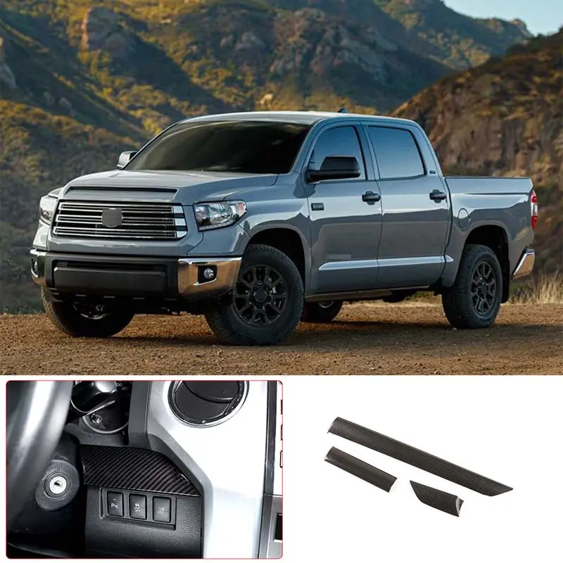 Toyota Tundra Truck Accessories, 3-Piece ABS Carbon Fiber Texture Left-Hand Drive Car Center Console Panel for 2014-2021 Models