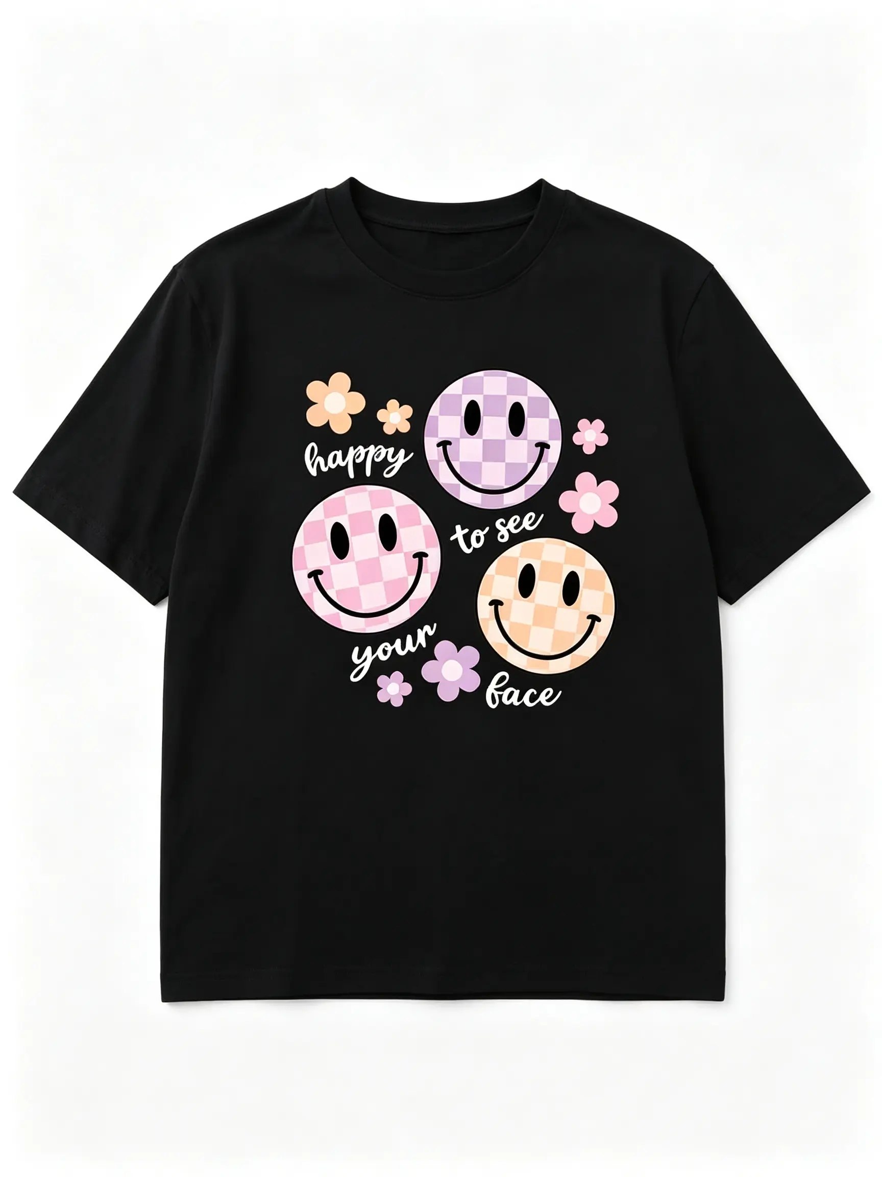 Men's Vintage Daisy Pastel Graphic Short-Sleeve Round Neck T-Shirt - Soft Fabric, Floral Teacher Print, Slim Fit, Spring-Summer Everyday Casual Top, Matching Menswear Essential