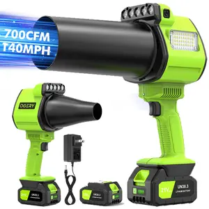 OGERY Updated Leaf Blower Cordless with Lights, 21V Powerful Electric Leaf Blowers with 2 x 3.0Ah Batteries & Charger, 700CFM 140MPH 900G Wind Pressure Lightweight Handheld Blower for Lawn Care Yard Garden