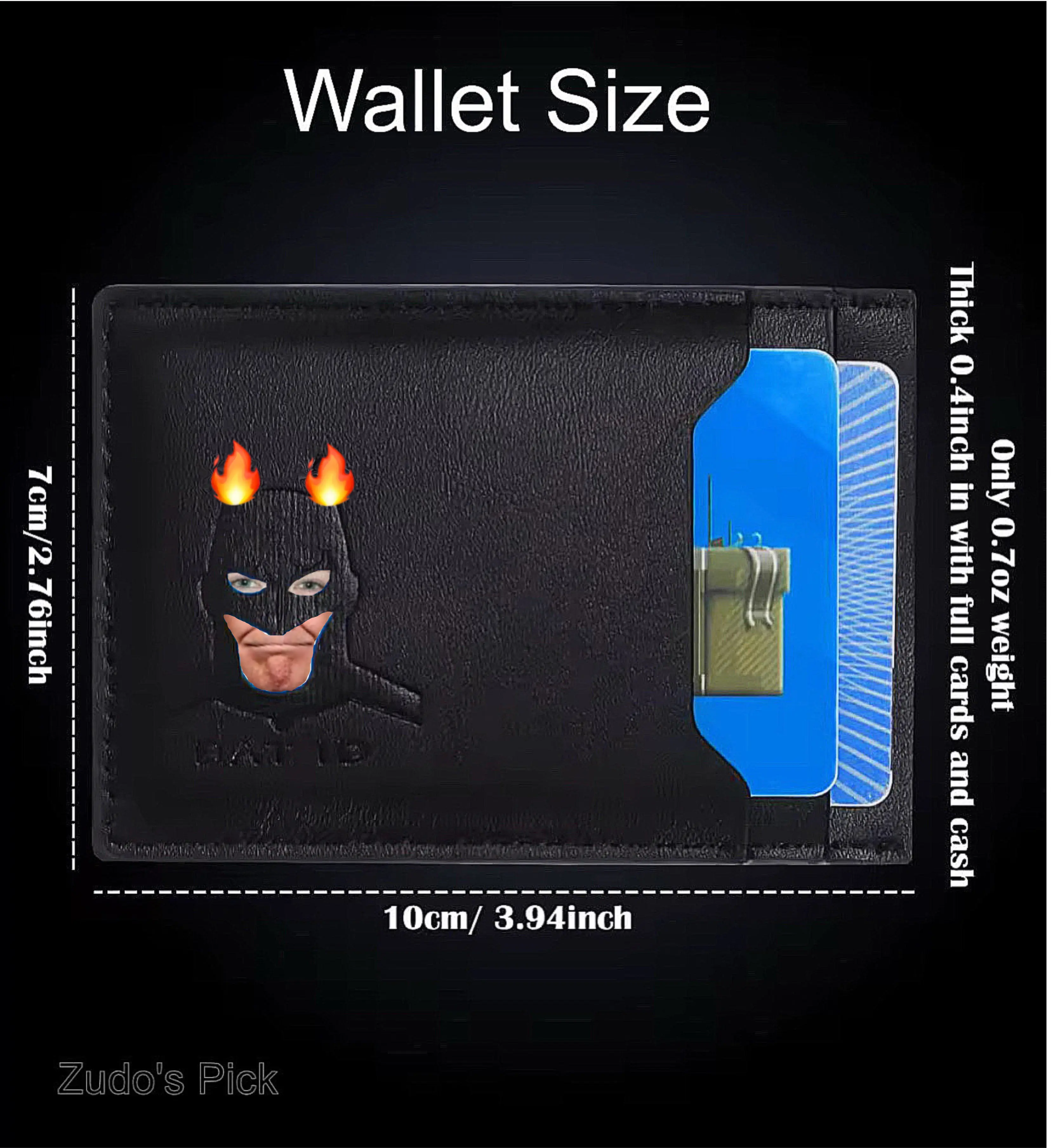 Leather Bat Wallet, Superhero Card Holder with Multiple Card Slots, Face Eyes Cutout Card Holder, Personalized ID Wallet