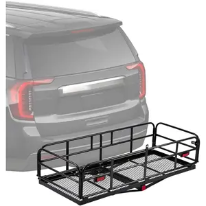 Garvee Hitch-Mounted Cargo Basket, 750 Lbs Capacity Vehicle Cargo Carrier Fit 2" Receiver with High Side Rails Fits 2" Receiver Stabilizer for Suv, Rv, Truck, Trailer, Pickup