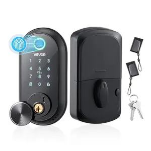 【DealsForYouDays】 Matte Black Biometric Fingerprint Deadbolt Door Security Lock - Electronic Keypad Lock with Touchscreen, Auto-Locking, 1-Time Code, Anti-Peeking Password, IC Card Keyless Entry for Home, Apartmentdealsforyoudays