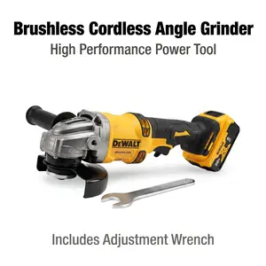 DEWALT DCG414 20V MAX Cordless Brushless Angle Grinder, 8500 RPM No-load Speed, With Electronic Brake, Anti-kickback Clutch And Anti-lock Protection, High Power Output, Professional Cutting And Grinding Tool For Metalworking And Construction
