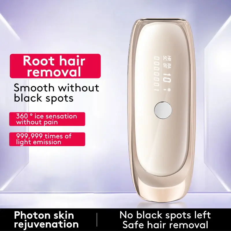 Painless IPL Hair Removal Device with Sapphire Ice-Cooling for Long Lasting Results, At-Home Treatment for Women & Men on Full Body, Bikini Line, and Armpits, Home Use, None, Compact