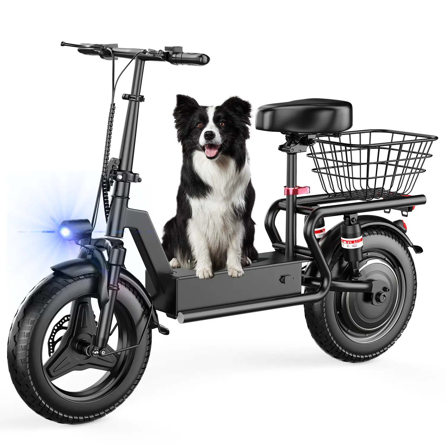 Pikabike GT10 Electric Scooter Adults, 1200W Peak Motor, 48V 20Ah battery，20-40 Miles of Range Scooter with Seat, 25MPH Top Speed, Foldable Escooter with Rear Box/Basket for Pets and Cargo, Dual Suspension for Commuting