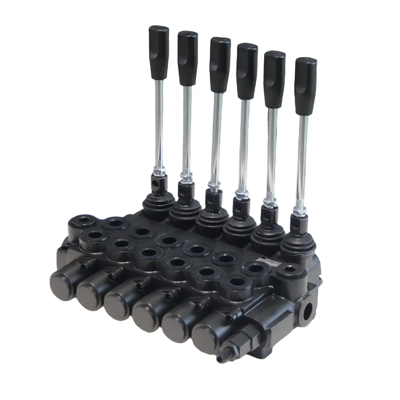 SJ-Technology Heavy Duty Cast Iron Directional Control Valve - 6 Spools, 11GPM, Double-Acting Spring Return, Adjustable Relief Valve, 3600PSI High Pressure, SAE Port, Monoblock, 0.63in Diameter, Pneumatic & Electro-Hydraulic Compatible for Backhoe Systems