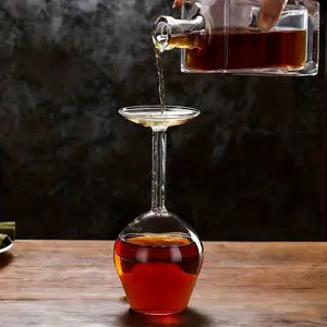 Creative Inverted Wine Glass, 13.53 Oz, Unique Design, High-End Feel, Glass Material, Perfect for Wine, Home Decor, Artistic Atmosphere, Inverted Goblet Glass, Drinkware