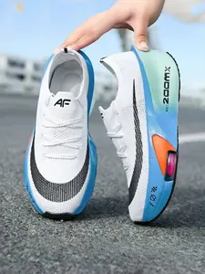 Parent - Child White - Blue - Orange Gradient Air Cushion Running Shoes, Tech Sports Style, Knitted Mesh Material, Lightweight Breathable Shoes, Excellent Cushioning & Comfortable, Ideal for Parent - Child Running Training & Daily Outings