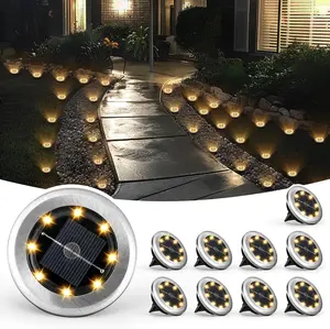 Mini Solar Ground Lights, 10 Pack Solar Lights Outdoor , Pathway Lights Solar , Solar Garden Lights, Landscape Lighting for Yard Driveway Walkway (Warm White)