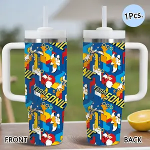 PIKPAKA Sonic Pattern Vacuum Flasks 40oz Stainless Steel Tumbler with Handle & Straw, Vacuum Insulated Travel Mug Keeps Drinks Cold Up to 12 Hours, Leak-Resistant Cup for Iced Coffee, Water, Office, Gym or Travel, Insulated Travel Drinkware