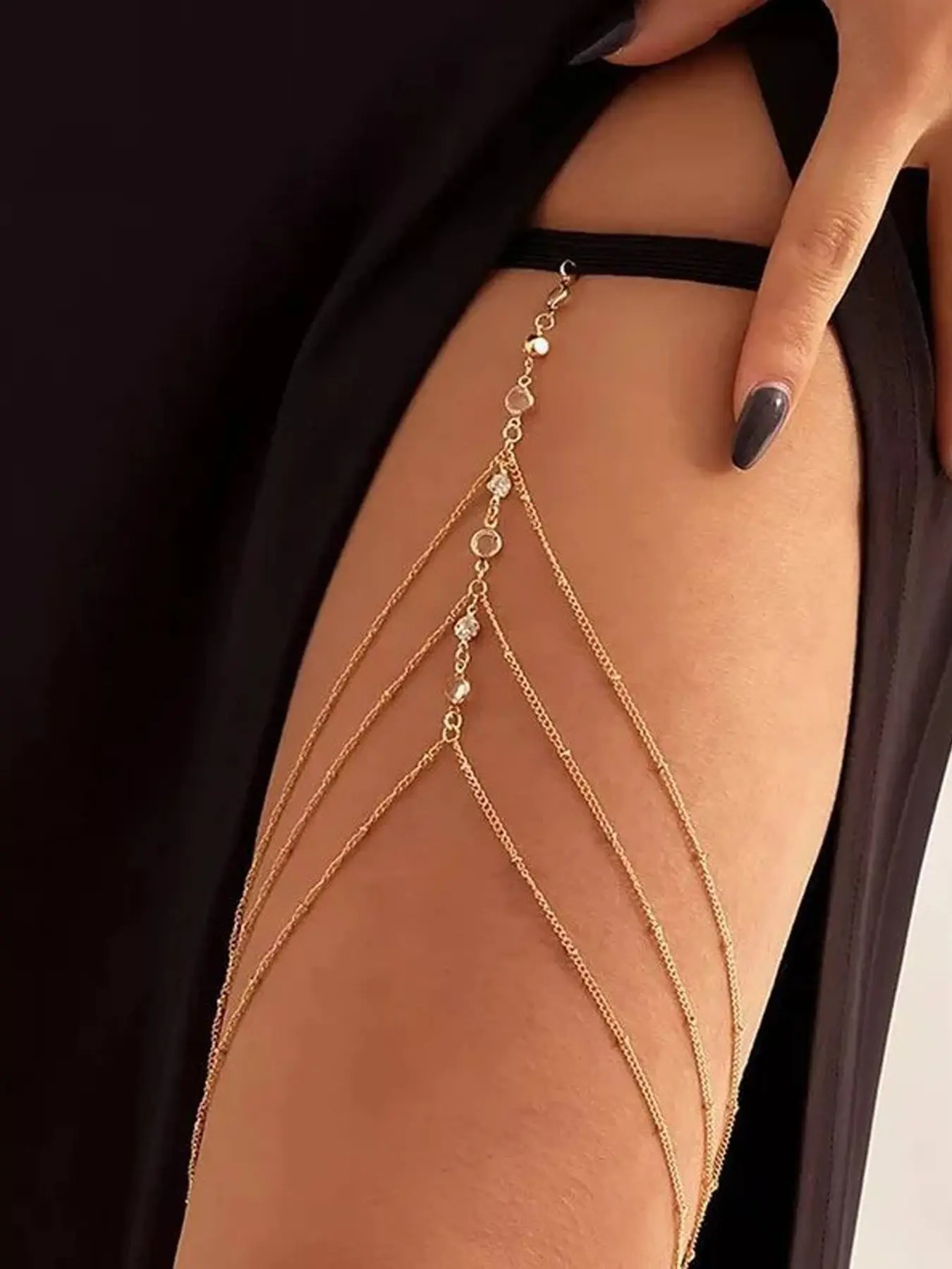 Multi-Layer Chain Tassel Pendant, Sexy Leg Chain Jewelry, Elastic Body Chain Body Jewellery Accessories, Suitable for Women & Girls, All Seasons Wear, Adjustable Jewelry, Adjustable Waist Chain, Wearable Jewelry, Body Chain Accessory
