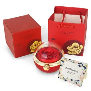 Preserved Red Forever Rose Heart Necklace Gift Box, Eternal Flowers Jewelry for Women, Romantic Christmas Valentines Day Anniversary Birthday Gift for Her