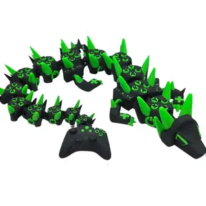 Stevenwolfstudio Gamer 3D Printed Dragon with Green Accents and Controller Tail Art Toy for Gaming Enthusiasts Unique Design & Vibrant Flair
