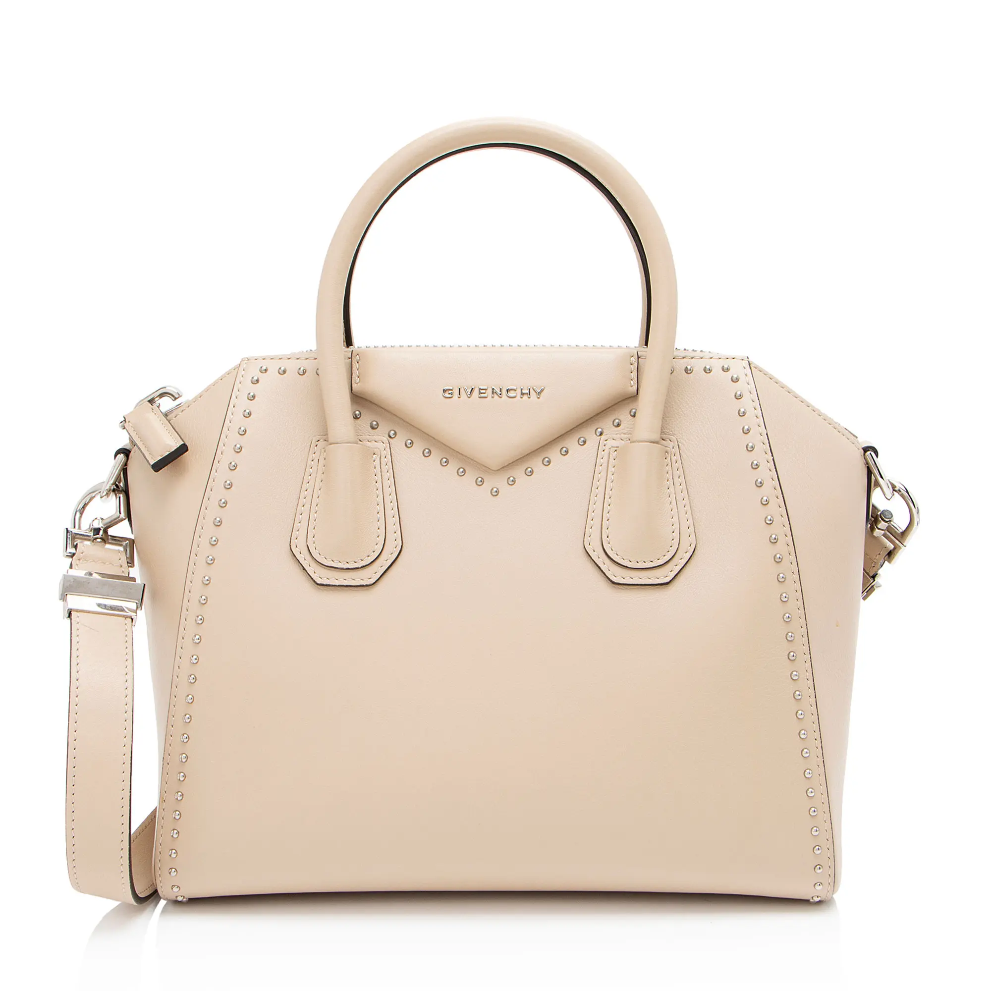 Pre-owned GIVENCHY Calfskin Shoulder Bags Studded Antigona Small Satchel