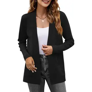 Yousify Womens Cardigan Sweater Long Sleeve Open Front Knit Cardigan Sweater with Pockets