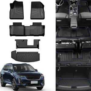 【fathersdaygift】AOMSAZTO All-Weather Heavy-Duty Slip-Proof TPE Automotive 3-Row Floor Mats & Cargo Liner Set, Black, Fit for 2020-2025 Cadillac XT6 (7-Seat, 2nd Row Bench Seat), 3-Row Set