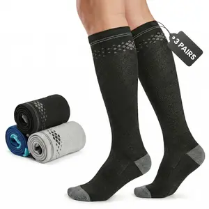 JUPICHUBI 3 pairs Compression Socks Unisex 20-30mmHg Knee high Calves for Flying Running for Woman & Man Multi-Purpose