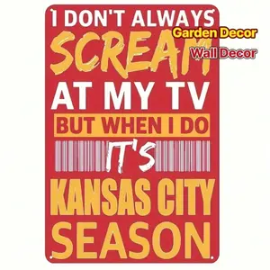 Kansas City Chiefs Football Wall Art 8x12 Inch Aluminum Metal Sign Vibrant Red Yellow Team Home Office Bar Garage Durable Decor Craft Home Decoration Novelty Decor Decor Signs