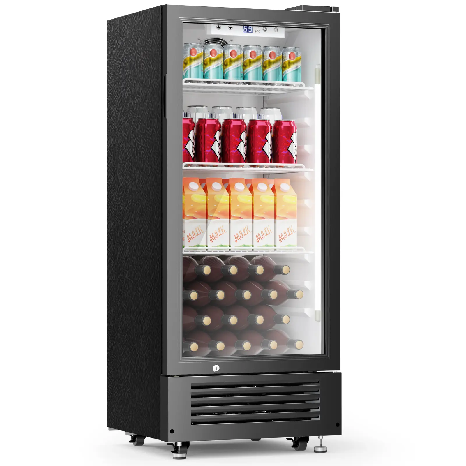 Antarctic Star Outdoor Beverage Refrigerator, 6 Cu. Ft. Glass Door Drink Fridge, Commercial Display Refrigerator with 4 Adjustable Shelves, for Shops, Restaurants, Bars