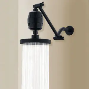 High-Pressure Rain Shower Head with 15-Stage Filter & 11-Inch Adjustable Arm, Polished Chrome/ Finish, Reduce Chlorine for Smooth Hair/skin, High Pressure Showerhead, Filtered Showerhead, Rainfall Showerhead