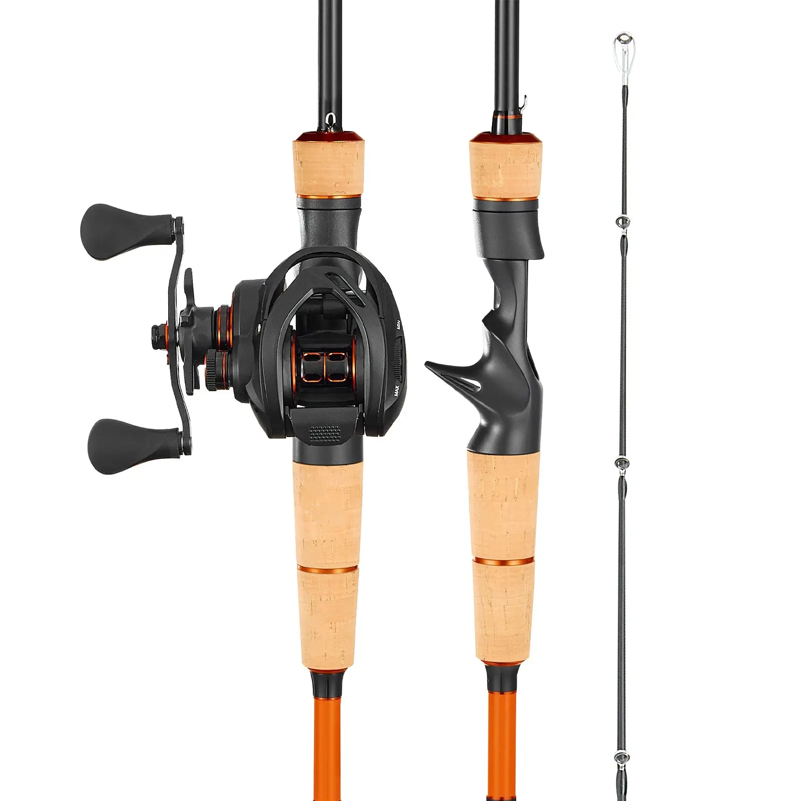 【Summerfinds】VEVOR IM7 Carbon Fiber Baitcasting Rod and Reel Combo, 7.0:1 Gear Ratio Fishing Combo with 6+1 BB System, Cork Handle, Stainless Steel Guides with Ceramic Rings, 0.31 kg Largemouth Bass Fishing Rod, Rods, Reels