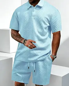 VYX Men's Solid Polo Shirt & Shorts Set - Breathable Summer 2-Piece Casual Outfit - Perfect Gift for Him