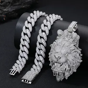 Iced Out Lion Head Pendant,Diamond Tone Paved Hip Hop Jewelry,18K Platinum Plated Punk Style Statement Piece,Bustdown Animal Totem Charm,Streetwear Rapper Accessory,Luxury Men's Bling Bling Pendant,Best Friend Birthday Gift,Valentine's Day Gift for Him,