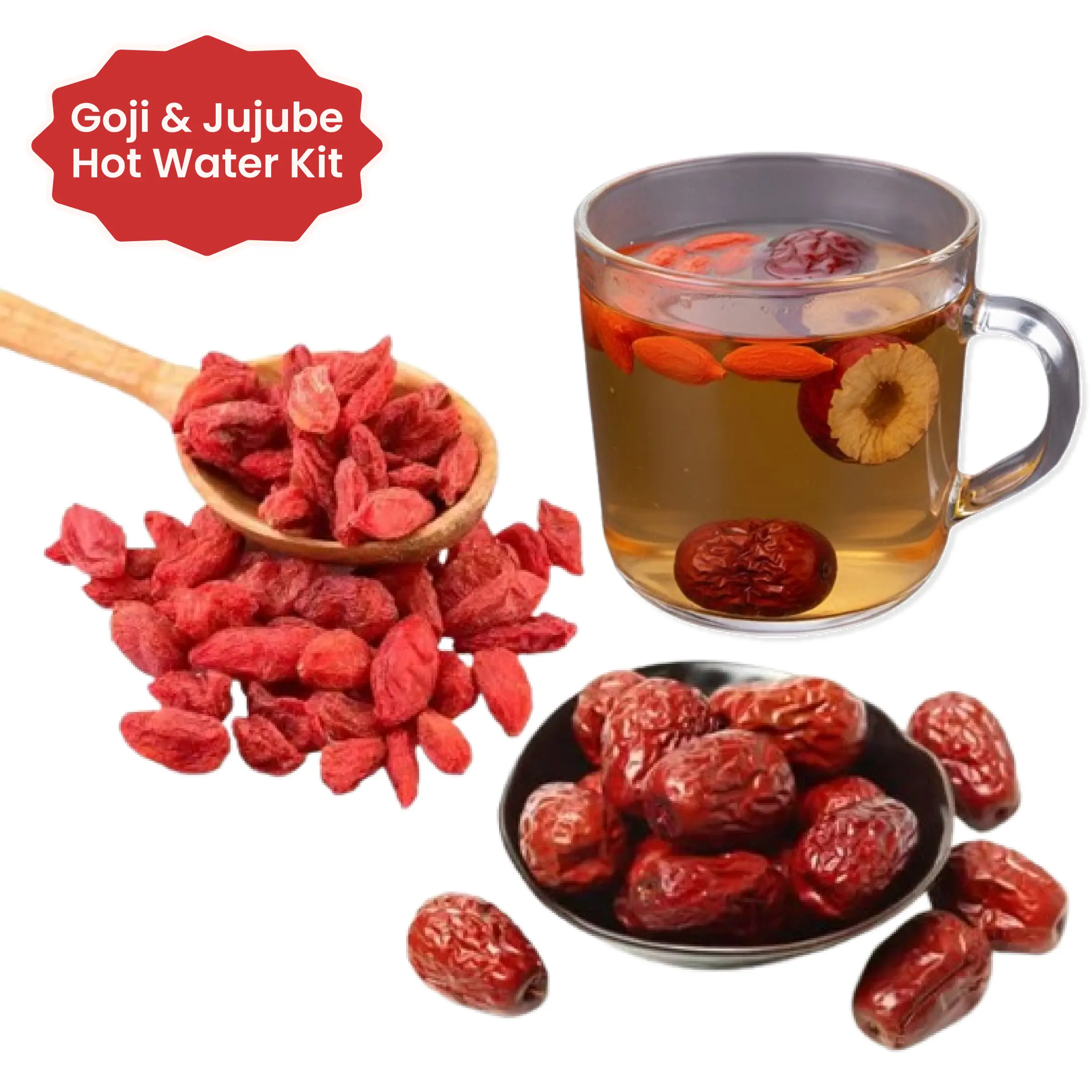 Traditional Natural Nourishing Tea Wellness Kit - Chinese Dried Food Blend with Goji Berries, Red Dates Herbal Beverage