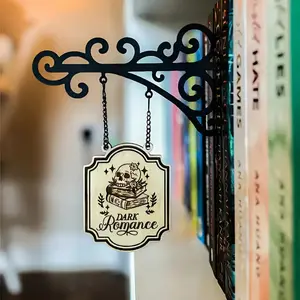 Book Corner Pub Sign with Hanging Stand, Library Organizer, Book Type Divider, Perfect Gift for Book Lovers, Home Office Decoration, Customizable Halloween Decoration