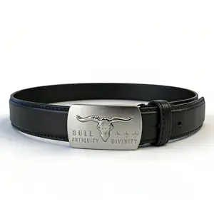 Kids Boys Black Belt Braided Edge Silver Buckle Adjustable Two-Tone Lining