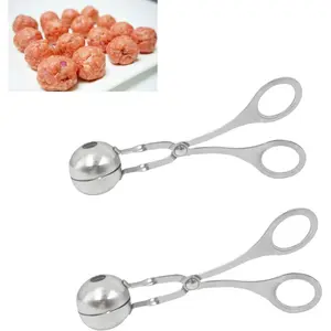 2 Pack Stainless Steel Meat Baller Ball Maker Meatball Scoop None-Stick Baller Tongs Meat Ball Maker Mold Cake Pop,Ice Tongs,Cookie Dough Scoop for Kitchen Cooking Kitchenware