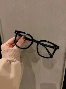 Vintage Rectangular Decorative Glasses, Unisex Large Frame Trendy Frames Lightweight Design, Fashionable Clear Lenses, Suitable for Daily Commute Home Use, Lightweight Eyewear