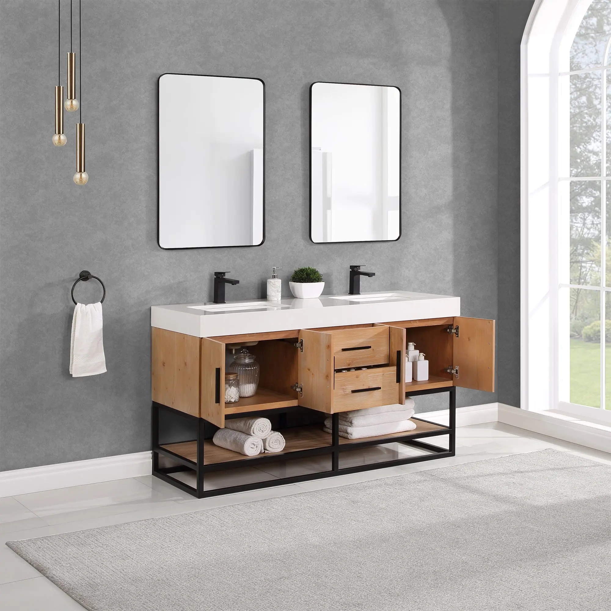 Bianco 60"/72"/84" single/double vanity with top