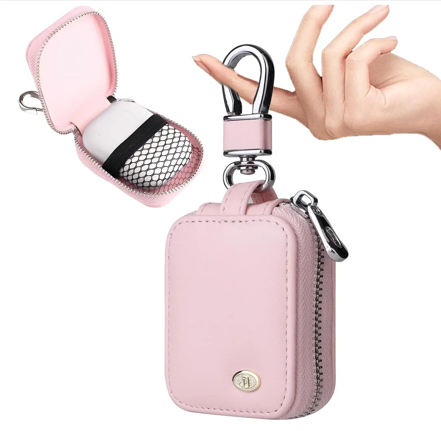 Durable Electronic Mobile Audio Earbud Case - PU Leather Zipper Carrying Pouch with Keychain & Carabiner, Compatible with AirPods 4/1/2/3/Pro 2, Wired/Wireless Headphones, SD Memory Cards, Charging Accessories Organizer